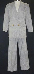 Vintage Ann May 100 % Seide creme schwarz Tweed Hosenanzug 2-teiliges Set gefüttert Größe 12 - Bild 1 von 5