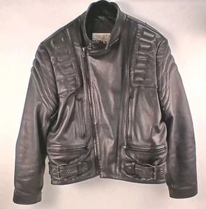 Vintage 90s Open Road Wilsons M Leather Black Motorcycle Jacket Biker Punk - Picture 1 of 20
