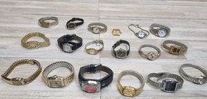 Lot of 18 Women's Non Working Watches. Elgin, Helbros, Caravelle, Fossil. Parts - Picture 1 of 19