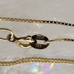 14K Solid Yellow Gold ITALY Box Chain Necklace 17" To 30" 0.5mm Thick - Picture 1 of 7