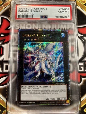 YuGiOh BAHAMUT SHARK MP24-EN036🔥PSA 10 GEM🔥1st ED-2024 QTR CENTURY SECRET RARE - Image 1 of 4