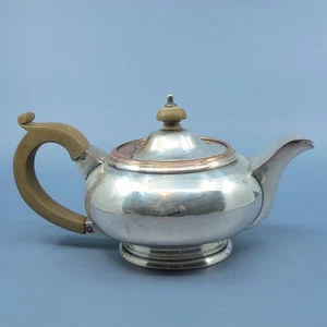 Old Sheffield Plate Fused Silverplate Wooden Handle Teapot Georgian No Monogram - Picture 1 of 7
