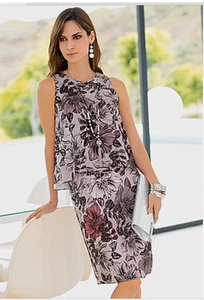 Together Size 8 Double Layer Grey Lilac Multi Floral Print DRESS Occasion £69 - Picture 1 of 1