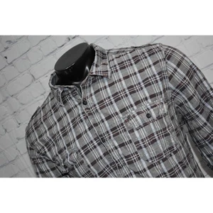 Camisa de vestir Buffalo David Bitton abotonada para hombre talla 2XL gris a cuadros coderas - Imagen 1 de 10
