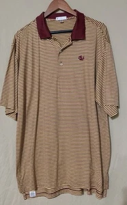 Camisa de Golf Peter Millar XL Mangas Cortas Dorado Granate Rayas Cuello Algodón - Imagen 1 de 8