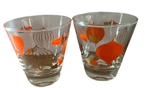 (8)-MCM Atomic Onion Gold Orange Abstract Lowball/Shot Glasses Ex Condition - Picture 1 of 6
