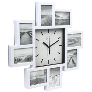 Design Bilderrahmenuhr Wanduhr mit 8 Bilderrahmen kein Ticken lautlos 350 mm - Picture 1 of 2
