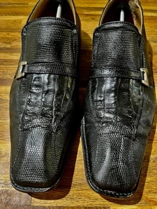 DAVID EDEN, HERREN 13 M, SCHWARZE KROKODIL & EIDECHSE HALBSCHUHE, HERGESTELLT IN SPANIEN - Bild 1 von 7