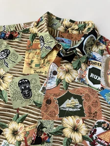 Reyn Spooner Vintage Hawaiian Shirt Trader Vics Men's Medium Rayon Tiki Drinks - Picture 1 of 10