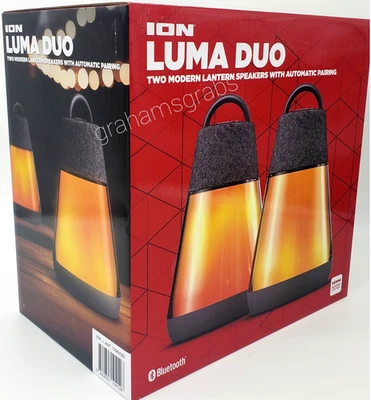 ION LUMA DUO LINTERNA BLUETOOTH PAR DE ALTAVOCES IMPERMEABLES EMPAREJAMIENTO AUTOMÁTICO NUEVO EN CAJA Foto 1 de 4