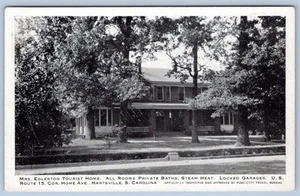 1930-40's MRS EGLESTON TOURIST HOME HARTSVILLE SOUTH CAROLINA SC POSTCARD - Picture 1 of 2