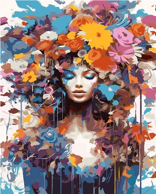 Paint by Number for Adults. Flowers with Girls Paint by Numbers for Adults Be... - image 1 of 4