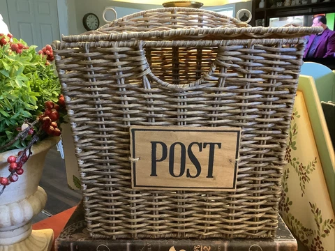 “POST”~Rattan/Woven~Mail Holder~13 X 12~Ready To Hang~Super Cute/Quality~ Cover