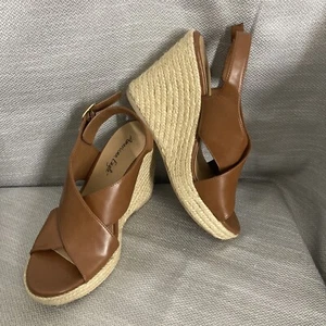 American Eagle brown slingback wedge heels shoes size 9.5 Buckle - Picture 1 of 15