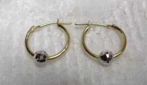 Orecchini a cerchio Estate JCM 14K oro giallo 1/2" con accenti di sfera discoteca argento - Foto 1 di 11