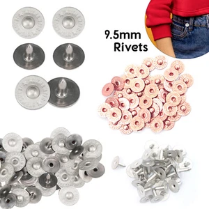 9.5mm Hat Rivets Jeans Corner Buttons with Pins DIY for Leather Coat Trousers US - Picture 1 of 22