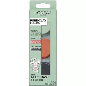 Loreal Paris Skincare Pure-Clay Gesichtsmaske Probiergröße Set, enthält 3 verschiedene - Bild 1 von 7