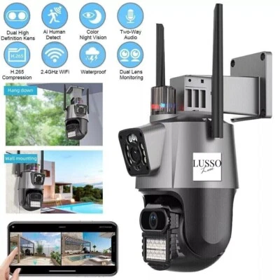 TELECAMERA IP 8MP 4K ESTERNO WIFI PTZ 2 OBIETTIVO DOPPIO SCHERMO 8X ZOOM CCTV - Immagine 1 di 4