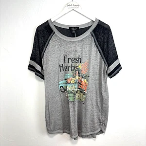 Fresh Herbs Garden Flowers T-Shirt Lightweight Casual Pullover Truck Floral Gray - Bild 1 von 5