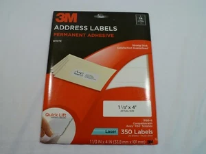 3M Address Labels, 1-1/3" x 4", white, 3100-G, 350 count - Picture 1 of 2