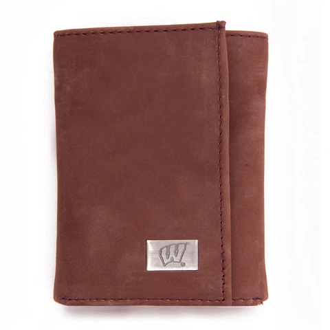 Wisconsin Badgers Leather Trifold Wallet with Concho Cover