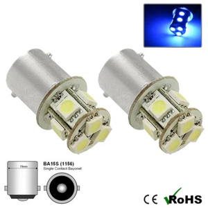 2 x 12v Blue BA15s 8 SMD LED Side Interior Light Bulbs 382 207 245 12 VOLT - Picture 1 of 3