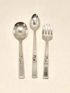 Set Of 8 Oneida Community MORNING STAR 3 Piece Infant/Baby Set Silverplate 1948 - Picture 1 of 4