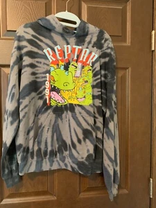 Grey Nickelodeon Rugrats Reptar 90s Hooded Size Medium Tie Dye Pullover - Picture 1 of 3
