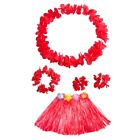 Hawaiian Fancy Dress Grass Skirt Lei Flowers Kids Girls Children Costume