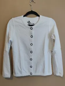 Three Hearts women's S top white color snaps long sleeves crew neck - Picture 1 of 8
