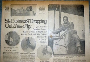 1927 Newspaper Magazine Page - 258th Aero Squadron Parachute Jumper - Picture 1 of 2