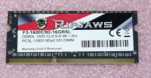 8GB G.SCILL RIPJAWS PC3L-12800 8Gx2 SO-DIMM DDR3L-1600 Notebook Arbeitsspeicher - Bild 1 von 2