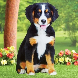 Adorable Realistic Bernese Mountain Puppy Dog Outdoor Metal Yard Garden Stake - Picture 1 of 1