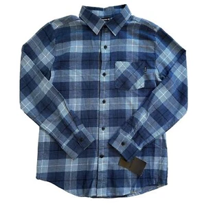 Nuevo con etiquetas Hurley Night Force Azul Franela a Cuadros Abotonada Niños Grande - Imagen 1 de 7