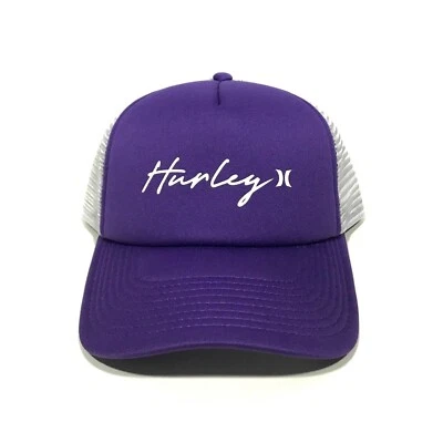 SOMBRERO DE CAMIONERO HURLEY púrpura blanco escritura retro hechizo malla playa damas Foto 1 de 4