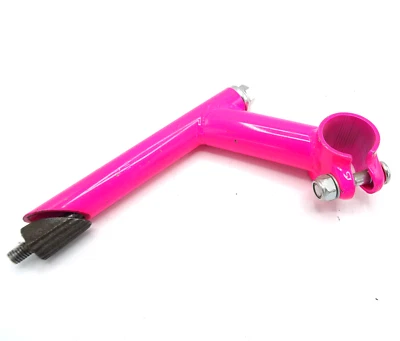 Retro Dayglo Pink Steel MTB Kids Bike Handlebar Quill Stem 80mm x 1" GN-139-E6 - Image 1 of 4