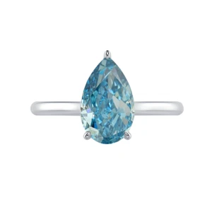 Diamond Wedding Ring Pear Cut 1.5 Carat IGI Lab Grown Fancy Vivid 14K White Gold - Picture 1 of 8