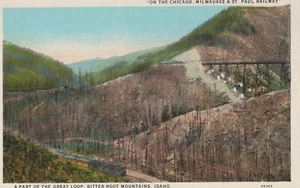 Postal del ferrocarril Bitter Root Mountain Idaho Great Loop Chicago Milwaukee St Paul - Imagen 1 de 2