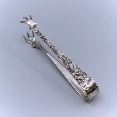 Pinzas de hielo Princess by Stieff de plata esterlina repousse barware mono "B" rosa 1915 Foto 1 de 4