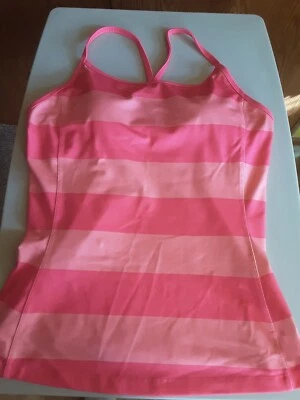 Camiseta sin mangas de ejercicio a rayas rosa para mujer de Active Old azul marino talla Lg Foto 1 de 4