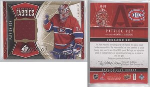 2009-10 SP Game Used Edition Authentic Fabrics Gold /100 Patrick Roy #AF-PR HOF