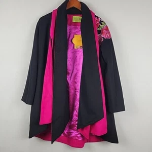 Artsy bestickter Wollmischung vorne offen Mantel Damen Medium Blumen Lagenlook Boho - Bild 1 von 13