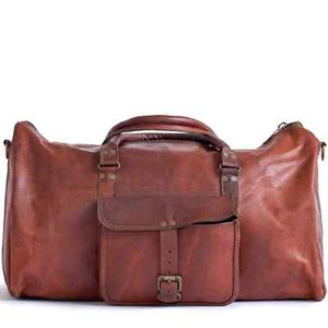 Men's Leather Large Vintage Duffel Travel Gym Weekend Overnight Bag A 20" Bag - Picture 1 of 5
