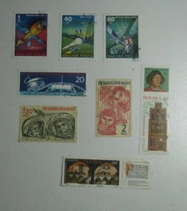 Juego de 8 Estampillas Cosmos Exploración Espacial Checoslovaquia Alemania Oriental Hungría Polonia - Imagen 1 de 4