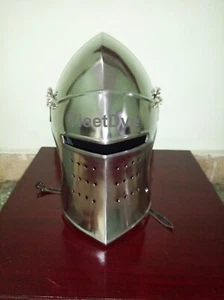 Medieval Knight Barbuta Helmet Armor Crusader Templar Larp Helmet W/Stand liner - Picture 1 of 7