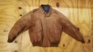 Cappotto giacca vintage Willis & Geiger marrone chiaro in pelle stile aviatore taglia M - Foto 1 di 12