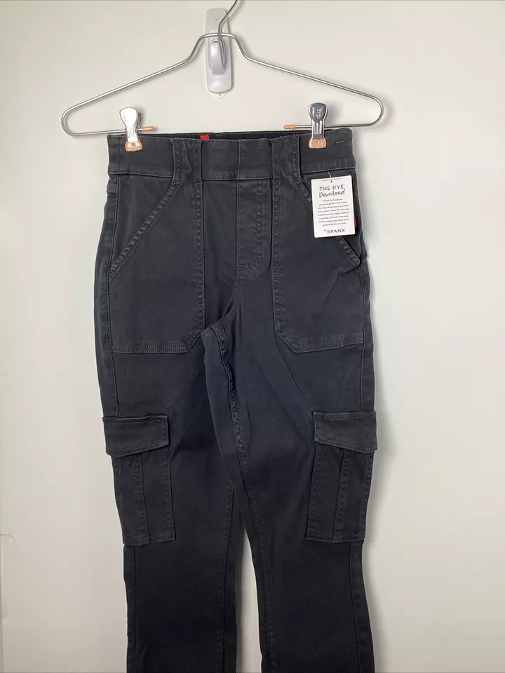 Spanx Stretch Twill Ankle Cargo Pant Washed Black Womens XS 20311R 