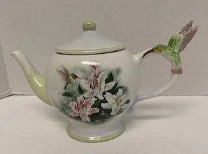 Lena Liu Hummingbird And Lilies Teapot Porcelain - Picture 1 of 5
