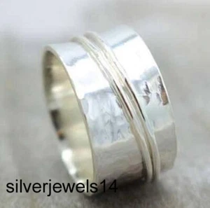 Solid 925 Sterling Silver Spinner Ring Wide Band Meditation Jewelry gs154 - Picture 1 of 3