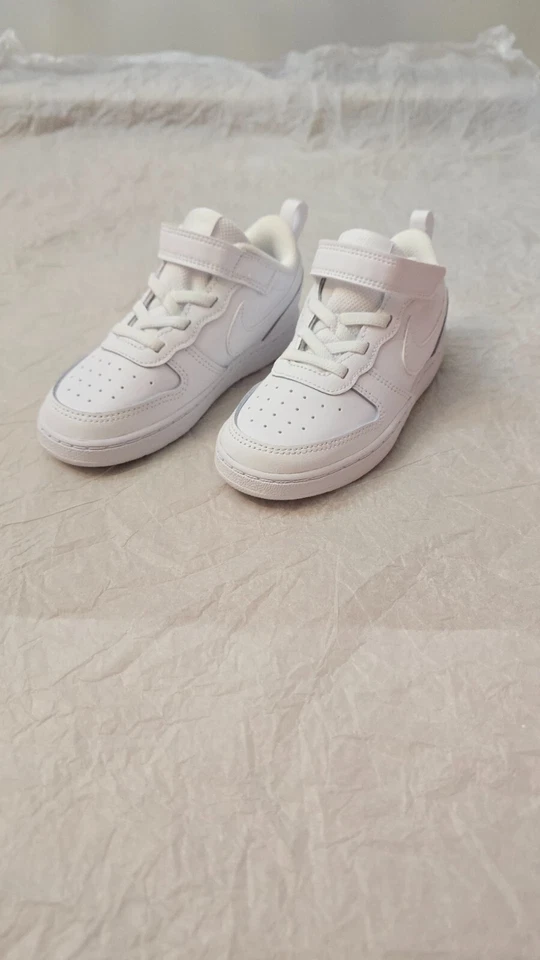 Nike Court Borough Low 2 Shoes Toddler Size 10C White Hook & Loop BQ5453-100